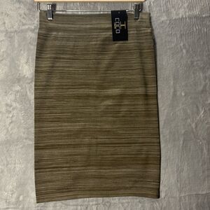 NWT New Coco Limon Green Brown Stretch Midi Skirt Size L/XL